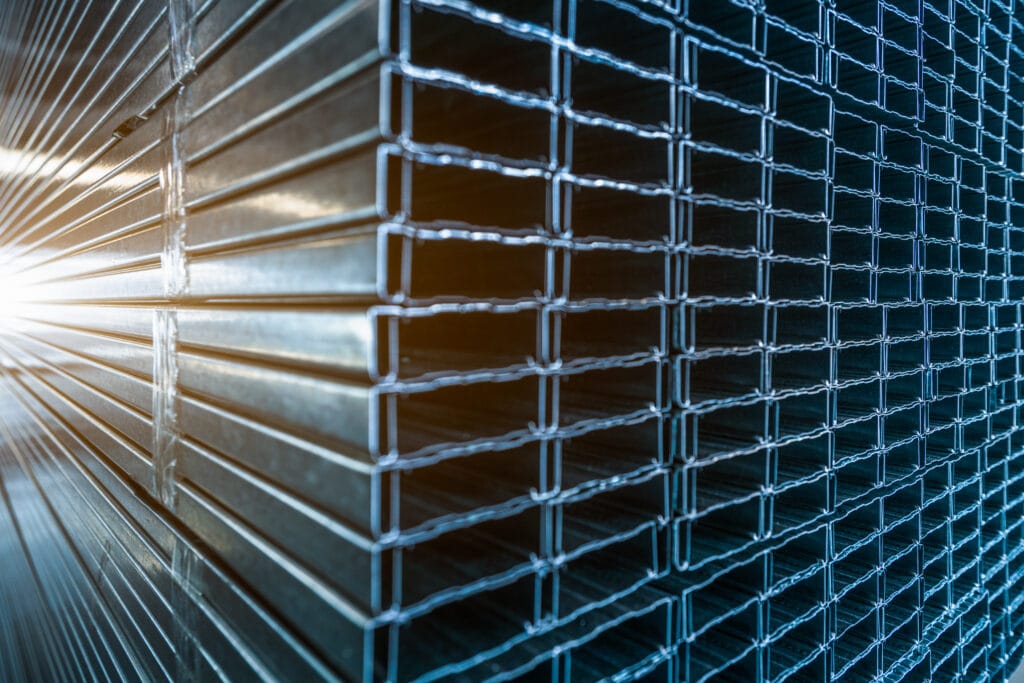 Close-up of the texture of stainless steel