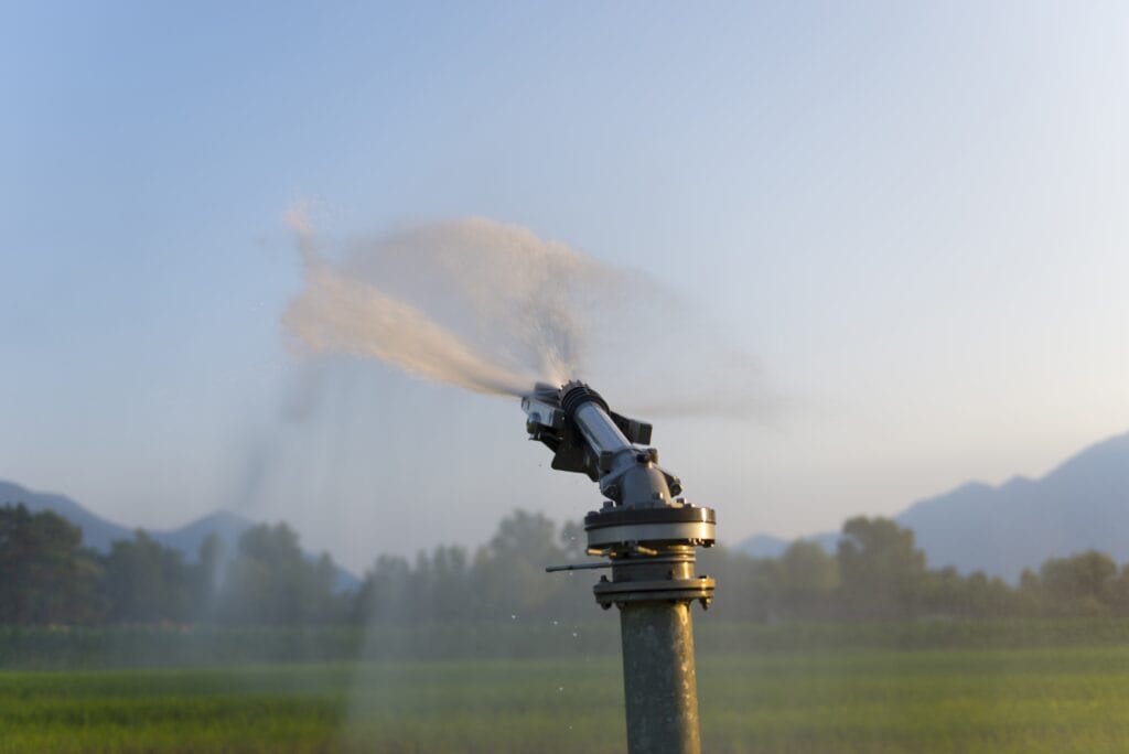 Closeup selective focus shot of an automatic watering system