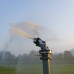 Closeup selective focus shot of an automatic watering system