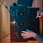 Male hands Video Editor Working on His Personal Computer control panel